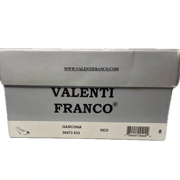 VALENTI FRANCO Garcona Sparkly Red Slip-On Heels LeatherSoles Sz 8M - Picture 10 of 10